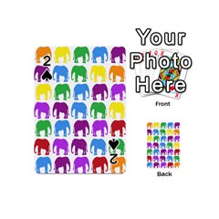 Rainbow Colors Bright Colorful Elephants Wallpaper Background Playing Cards 54 (mini)  by Simbadda