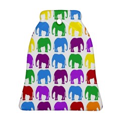 Rainbow Colors Bright Colorful Elephants Wallpaper Background Ornament (bell) by Simbadda