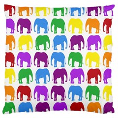 Rainbow Colors Bright Colorful Elephants Wallpaper Background Large Cushion Case (one Side) by Simbadda