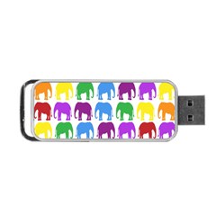 Rainbow Colors Bright Colorful Elephants Wallpaper Background Portable Usb Flash (one Side) by Simbadda