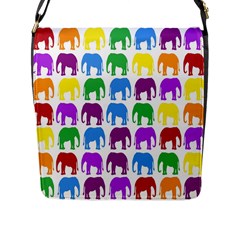 Rainbow Colors Bright Colorful Elephants Wallpaper Background Flap Messenger Bag (l)  by Simbadda