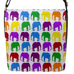 Rainbow Colors Bright Colorful Elephants Wallpaper Background Flap Messenger Bag (s) by Simbadda