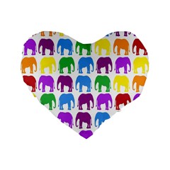 Rainbow Colors Bright Colorful Elephants Wallpaper Background Standard 16  Premium Flano Heart Shape Cushions