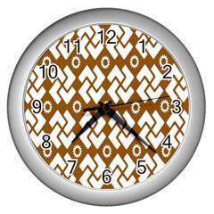 Art Abstract Background Pattern Wall Clocks (silver)  by Simbadda