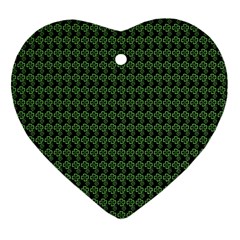 Clovers On Black Ornament (heart) by PhotoNOLA