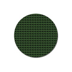 Clovers On Black Magnet 3  (round) by PhotoNOLA