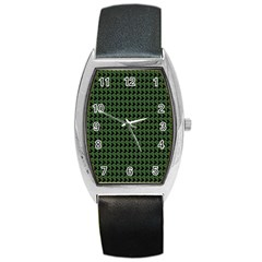 Clovers On Black Barrel Style Metal Watch by PhotoNOLA