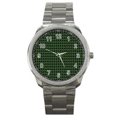 Clovers On Black Sport Metal Watch by PhotoNOLA