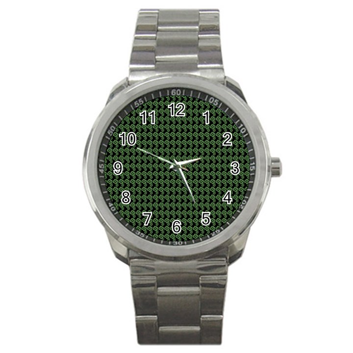 Clovers On Black Sport Metal Watch