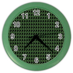 Clovers On Black Color Wall Clocks by PhotoNOLA