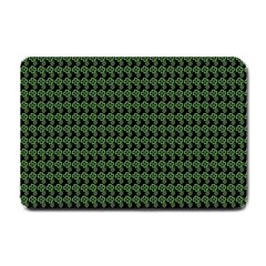 Clovers On Black Small Doormat  by PhotoNOLA