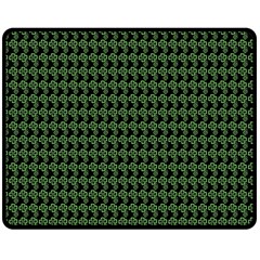 Clovers On Black Fleece Blanket (medium)  by PhotoNOLA