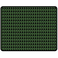 Clovers On Black Double Sided Fleece Blanket (medium)  by PhotoNOLA