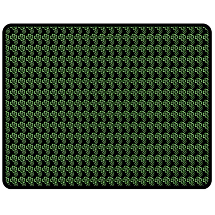 Clovers On Black Double Sided Fleece Blanket (Medium) 