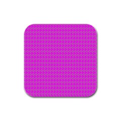 Clovers On Pink Rubber Square Coaster (4 Pack) 