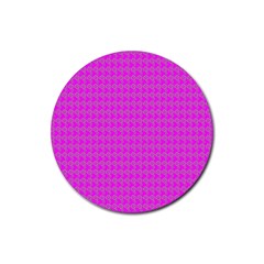 Clovers On Pink Rubber Round Coaster (4 Pack) 