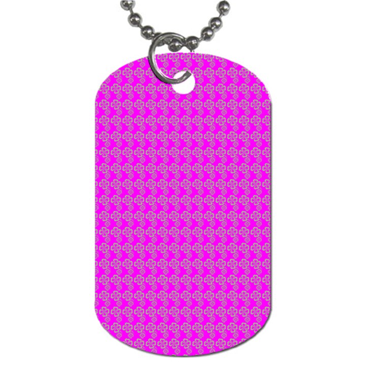 Clovers On Pink Dog Tag (One Side)