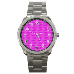 Clovers On Pink Sport Metal Watch by PhotoNOLA