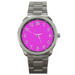 Clovers On Pink Sport Metal Watch Front