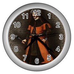 Count Vlad Dracula Wall Clocks (silver)  by Valentinaart