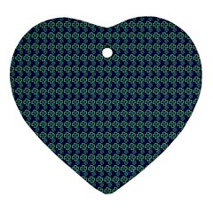 Clovers On Dark Blue Ornament (heart) by PhotoNOLA