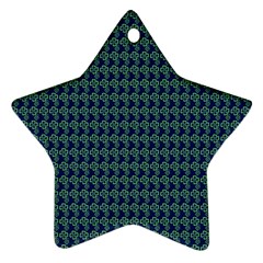 Clovers On Dark Blue Ornament (star) by PhotoNOLA