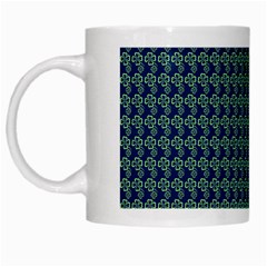 Clovers On Dark Blue White Mugs by PhotoNOLA