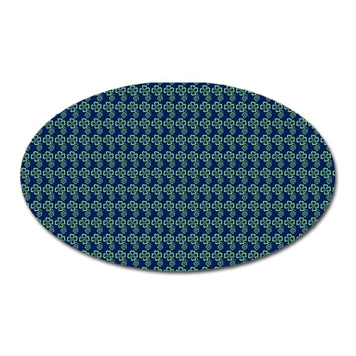 Clovers On Dark Blue Oval Magnet