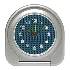 Clovers On Dark Blue Travel Alarm Clocks by PhotoNOLA