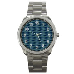 Clovers On Dark Blue Sport Metal Watch by PhotoNOLA