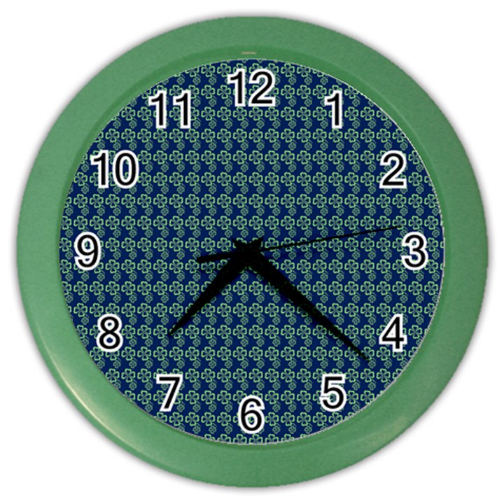 Clovers On Dark Blue Color Wall Clocks