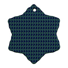 Clovers On Dark Blue Ornament (snowflake) by PhotoNOLA