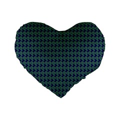 Clovers On Dark Blue Standard 16  Premium Heart Shape Cushions by PhotoNOLA