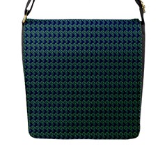 Clovers On Dark Blue Flap Messenger Bag (l)  by PhotoNOLA