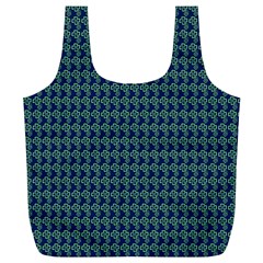 Clovers On Dark Blue Full Print Recycle Bags (l)  by PhotoNOLA