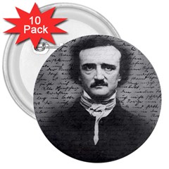 Edgar Allan Poe  3  Buttons (10 Pack)  by Valentinaart