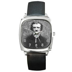 Edgar Allan Poe  Square Metal Watch by Valentinaart