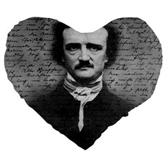 Edgar Allan Poe  Large 19  Premium Heart Shape Cushions by Valentinaart