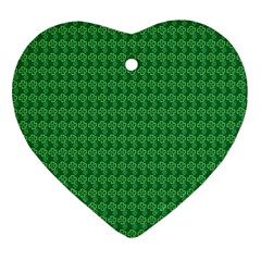 Clovers On Dark Green Ornament (heart) by PhotoNOLA