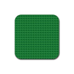 Clovers On Dark Green Rubber Coaster (square) 