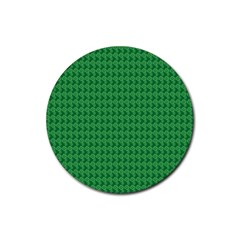 Clovers On Dark Green Rubber Coaster (round) 