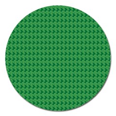 Clovers On Dark Green Magnet 5  (round) by PhotoNOLA