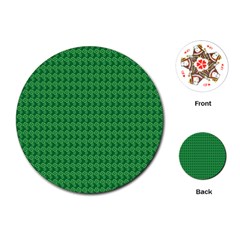 Clovers On Dark Green Playing Cards (round) 