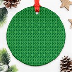 Clovers On Dark Green Round Ornament (Two Sides) Front