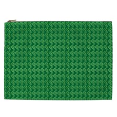 Clovers On Dark Green Cosmetic Bag (xxl)  by PhotoNOLA