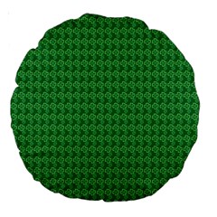 Clovers On Dark Green Large 18  Premium Round Cushions by PhotoNOLA