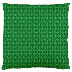 Clovers On Dark Green Large Flano Cushion Case (one Side) by PhotoNOLA