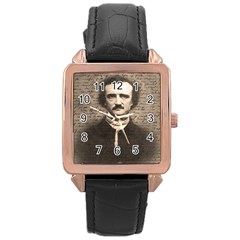 Edgar Allan Poe  Rose Gold Leather Watch  by Valentinaart