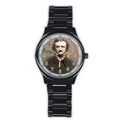 Edgar Allan Poe  Stainless Steel Round Watch by Valentinaart