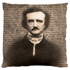 Edgar Allan Poe  Large Flano Cushion Case (one Side) by Valentinaart